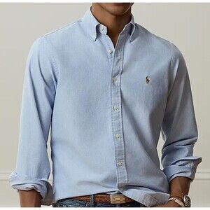 Ralph Lauren Oxford Shirt Blue Sz Large 100% Cotton MSRP $130